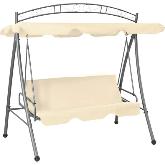 vidaXL konvertibel gyngesofa med baldakin, sandhvid