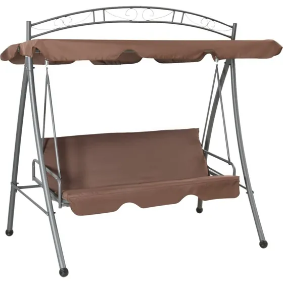 vidaXL udendrs konvertibel gyngesofa med baldakin kaffefarvet