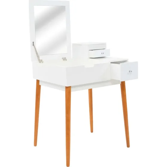 vidaXL sminkebord med spejl MDF hvid 605086 cm