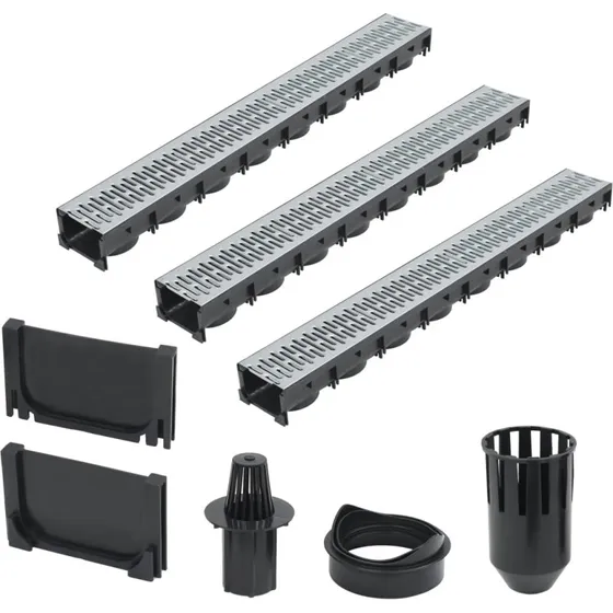 vidaXL afvandingskanaler 3 stk. 3 m med galvaniseret stlriste