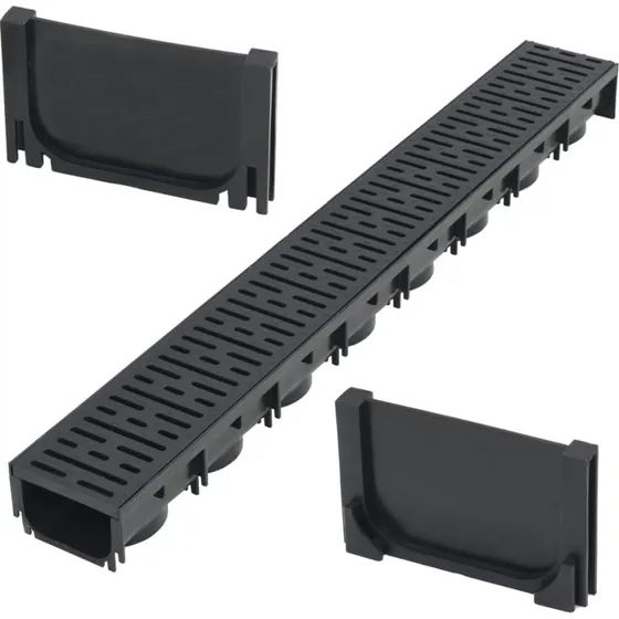 vidaXL afvandingskanal plastik 1 m sort