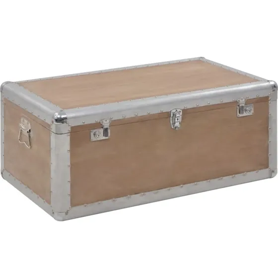 vidaXL opbevaringskasse i massivt grantræ 91 x 52 x 40 cm brun