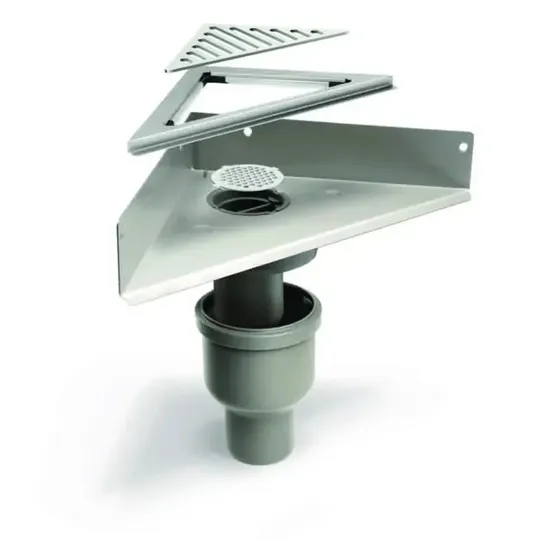 Unidrain Sampak Hjørne lodret Ø75 mm Column H10, børstet stål
