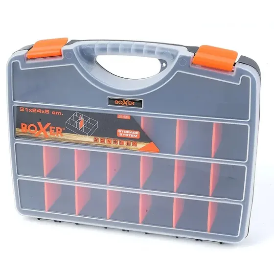 Boxer Sortimentsboks 21 rum, sort, justerbare skillerum 31x24x5 cm