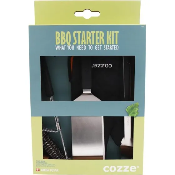 Cozze BBQ st 4 dele - Spartel, Tang, Grillbrste & Handske