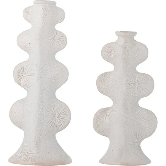 Bloomingville Cason lysestager, hvid stentj, st med 2