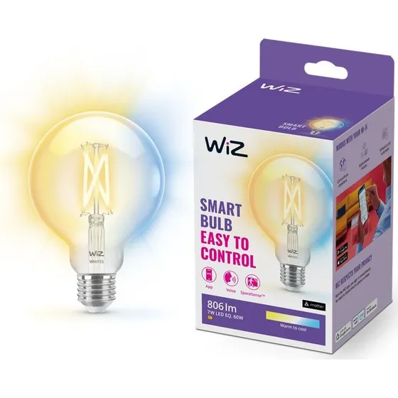 WiZ Filament G95 Klar E27 Tunable White 60W (929003018201)