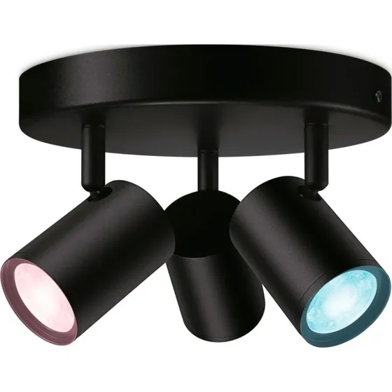 WiZ Imageo rund 3-spot loftlampe, dmpbar, sort, farvet & hvidt lys