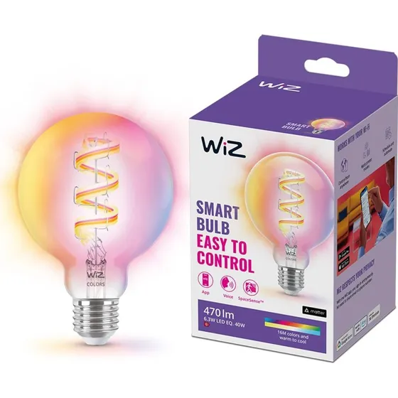 WiZ Smart Filament G95 E27  470 lm RGB + varm/klig hvid