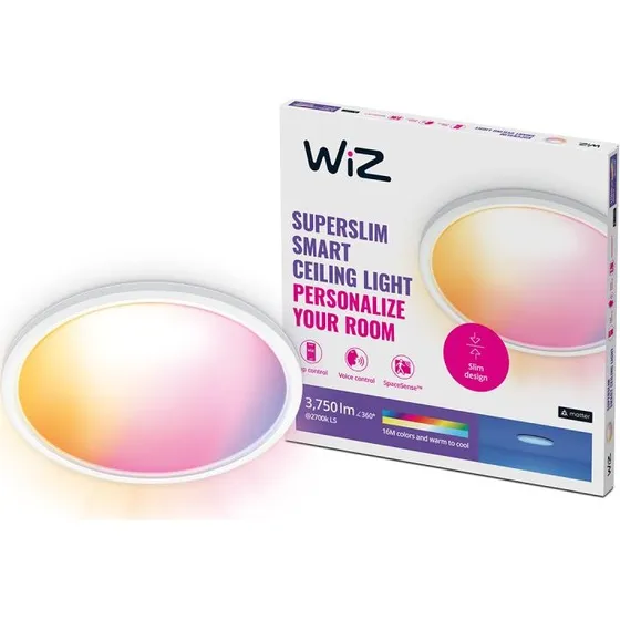 WiZ SuperSlim Loftslampe 32W 2765K RGB, Sort