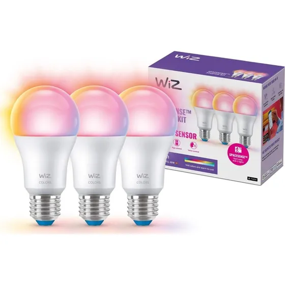WiZ Smart LED E27 3-pak  Farve + varmklig hvid (60W)