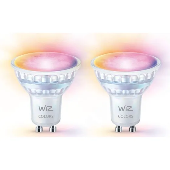 WiZ Smart LED GU10 50W 345lm Full Color + varm-klig hvid 2-pak