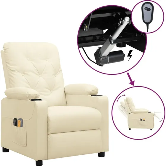 vidaXL eldrevet massagestol i kunstlæder, creme