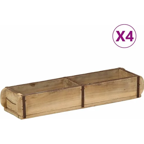 vidaXL Bakke 4 stk Brun 57x15x9 cm i massivt genbrugstr