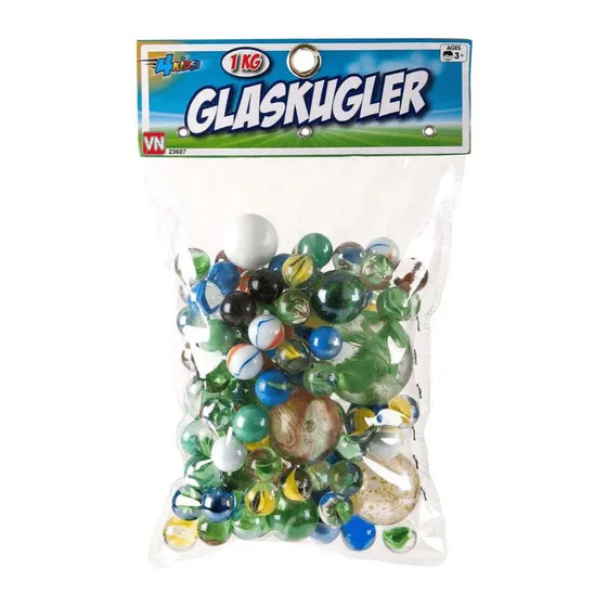 Glaskugler (marmorkugler) 1 kg – blandede størrelser