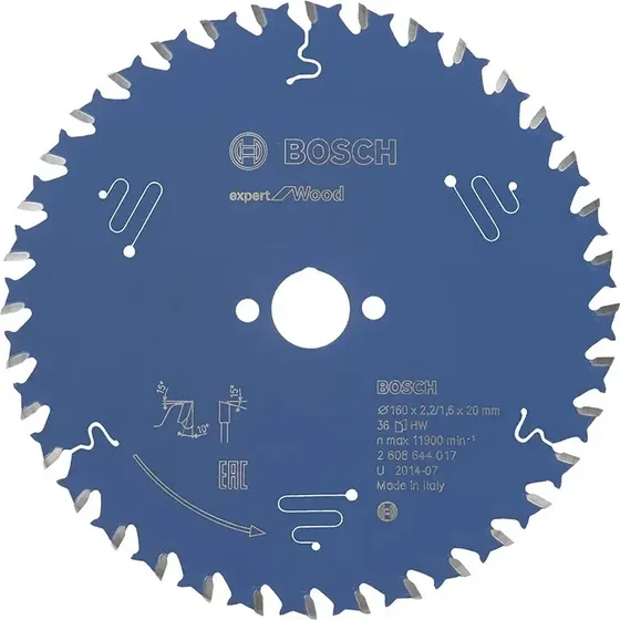 Bosch rundsavsklinge 160x20x2,2 mm 36T Expert for Wood