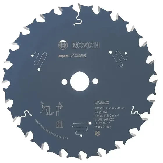 Bosch Rundsavsklinge Expert for Wood 165x20x2,6 mm 24T