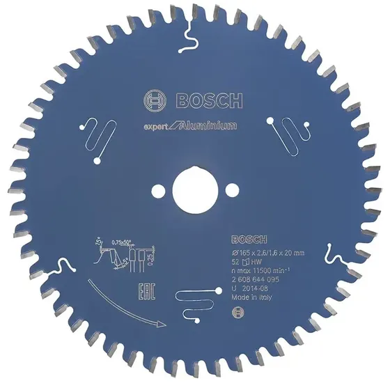 Bosch Expert Rundsavsklinge til Aluminium 165x20x2,6 mm 52T