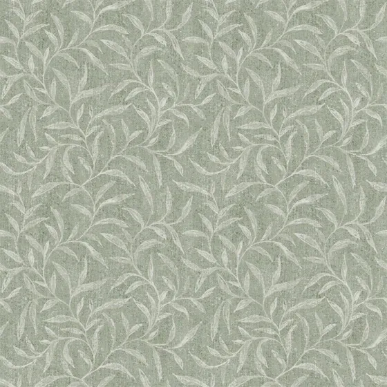 Cambridge gardinstof i metermål, lysegrønt bladmønster 140 cm