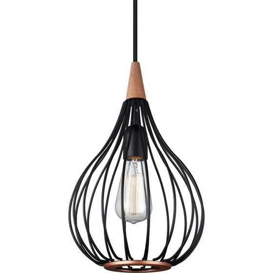 Halo Design Drops Pendel Ø23 Sort/Mørkt træ