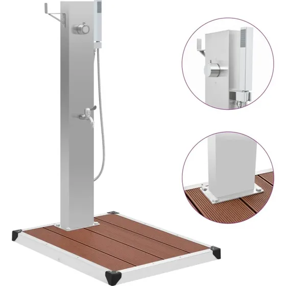 vidaXL udendrsbruser med WPC-bakke, rustfrit stl