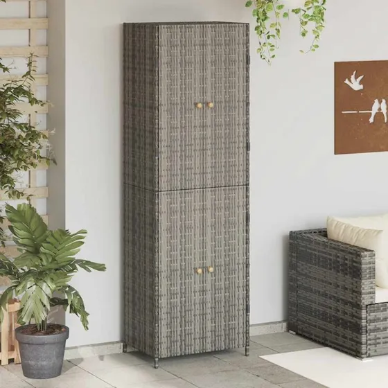 vidaXL Haveopbevaringsskab 59x40x180 cm polyrattan grå