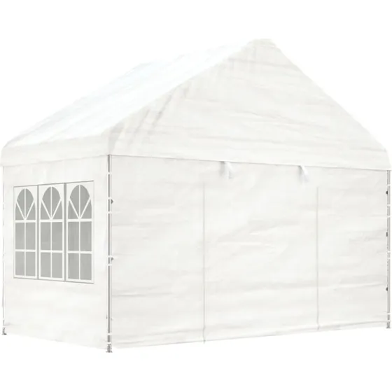 Pavillon med tag 4,08x2,23x3,22 m – hvid polyethylen