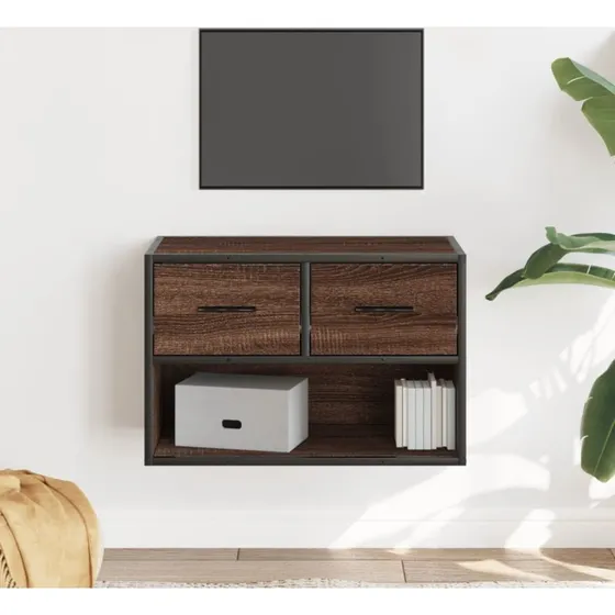vidaXL TV-bord 60x31x39,5 cm konstrueret træ og metal, brun eg