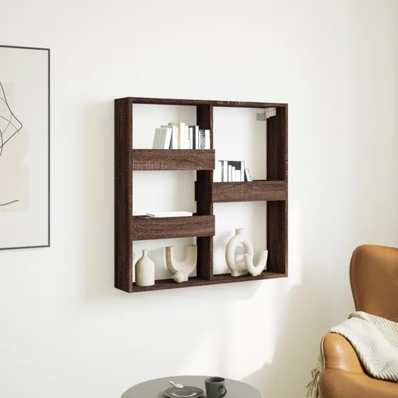 vidaXL vægskab 80x15x80 cm konstrueret træ, egetræsbrun