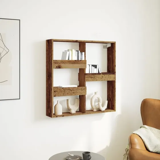 vidaXL vægskab 80x15x80 cm – konstrueret træ, gammelt træ-look