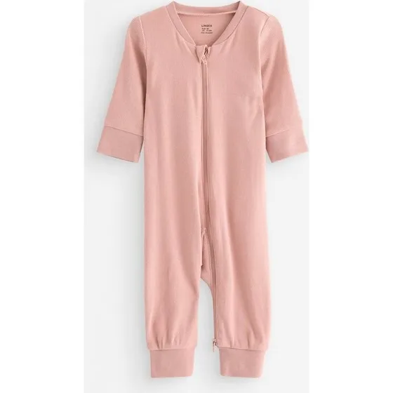 Ribbet pyjamas i rib med tovejslynlås (bomuld)