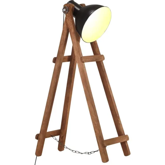 vidaXL gulvlampe E27 i massivt mangotr, sort