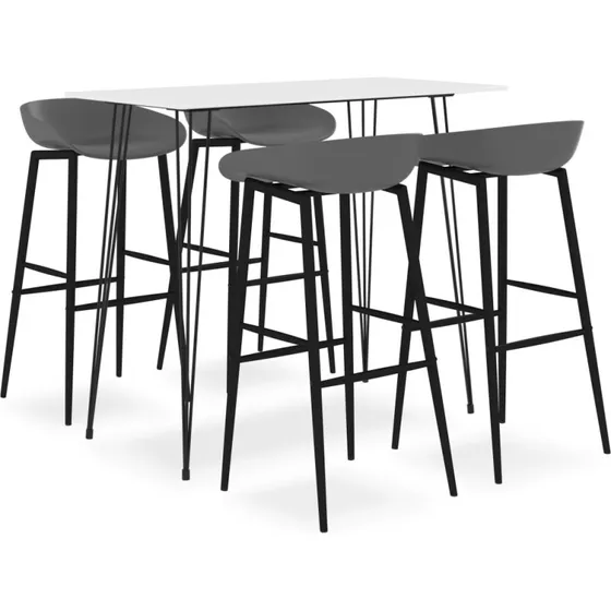 vidaXL barsæt 5 dele hvid og grå