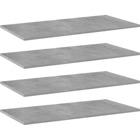 vidaXL boghylder 4 stk. 80x40x1,5 cm konstrueret træ betongrå