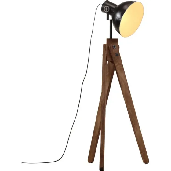 vidaXL gulvlampe 45x45x120 cm 25W E27 sort mangotræ