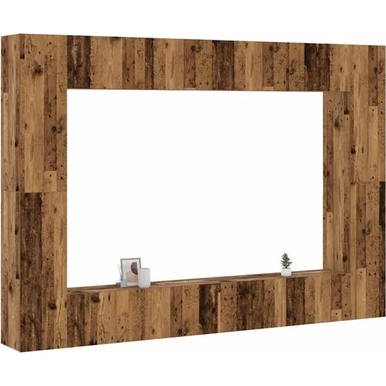 vidaXL 8-delt vgmonteret TV-skabsst  gammelt egetr