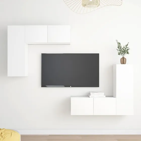 vidaXL tv-skabssæt 4 dele konstrueret træ 80 cm - hvid