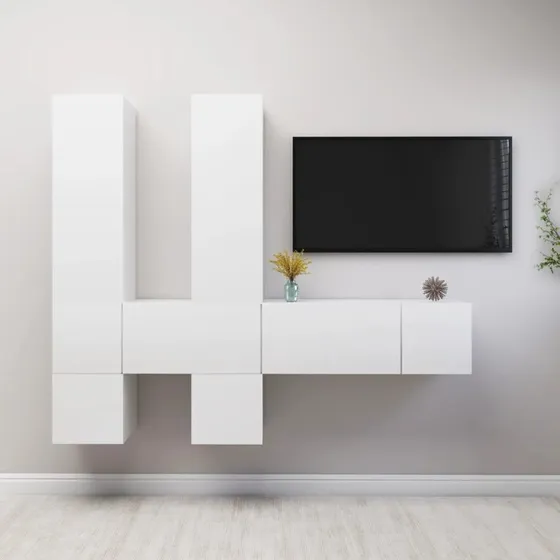 TV-møbel 7 dele i konstrueret træ, 60 cm, hvid