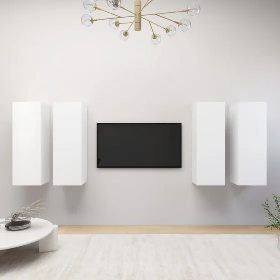 vidaXL væghængte tv-borde 4 stk. 30,5x30x90 cm hvid