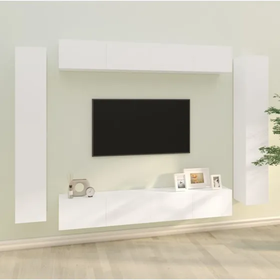 vidaXL tv-skabssæt 8 dele 100 cm konstrueret træ hvid