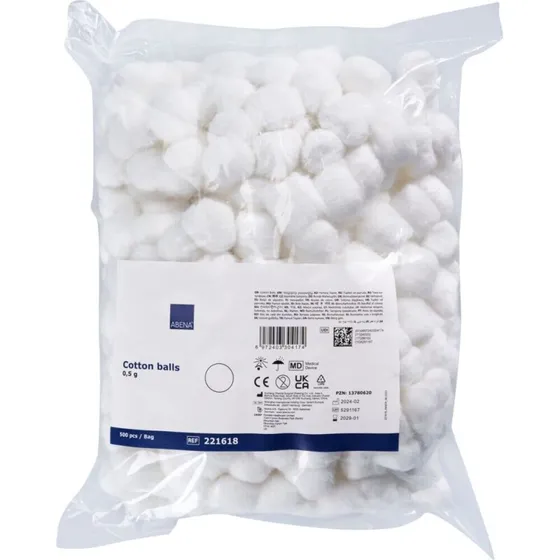 Abena vatkugler 100% bomuld, hvid - 500 stk