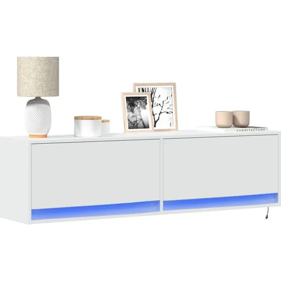 vidaXL vghngt TV-bord med RGB LED 140x31x38 cm hvid