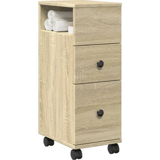 vidaXL Smalt badevrelsesskab med hjul, konstrueret tr sonoma-eg