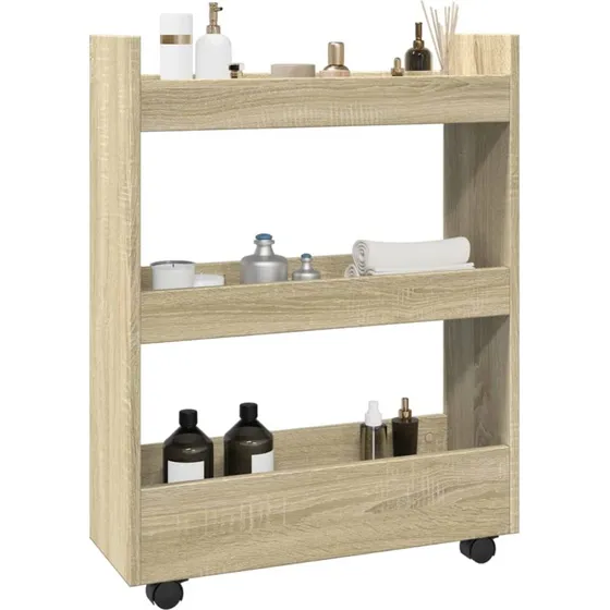 vidaXL smal opbevaringsvogn 3 hylder - Sonoma-eg