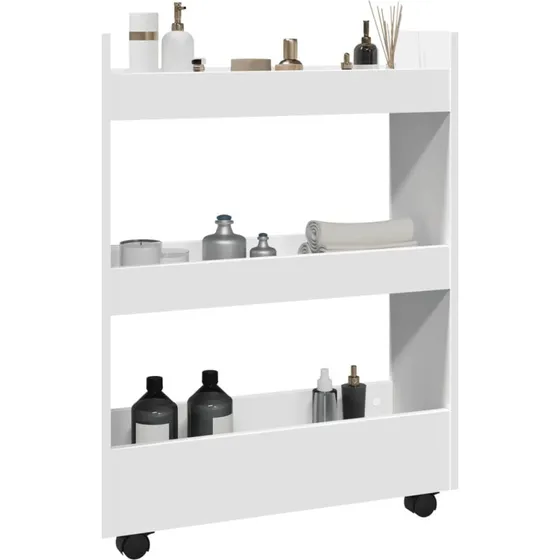 vidaXL smal opbevaringsvogn 3 hylder konstrueret træ betongrå