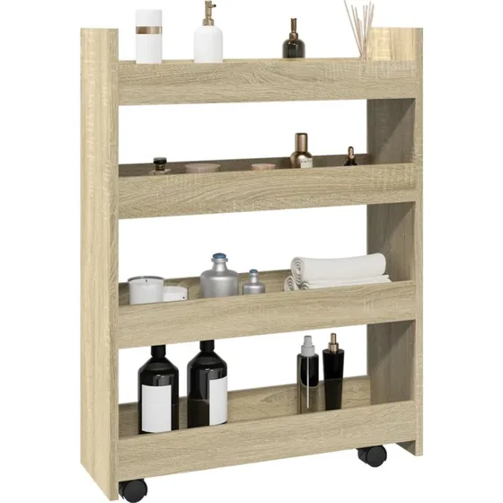 vidaXL smal opbevaringsvogn 4 hylder konstrueret træ Sonoma-eg