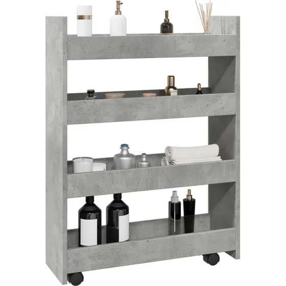 vidaXL smal opbevaringsvogn, 4 hylder, konstrueret tr  betongr