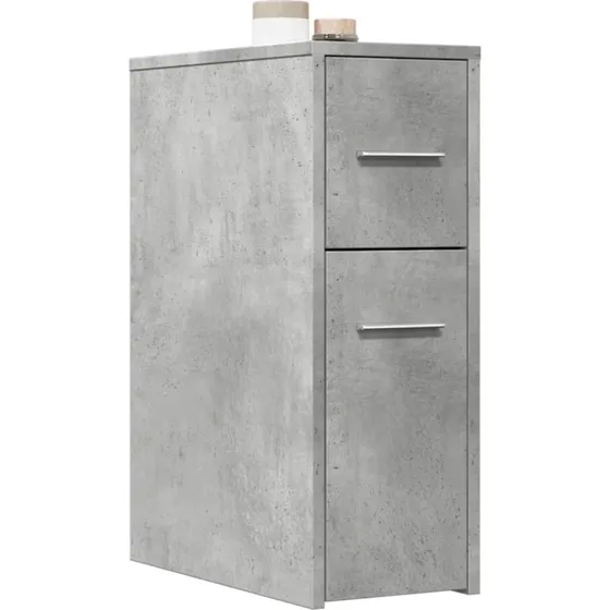 vidaXL Smalt badevrelsesskab med hjul i konstrueret tr, betongr