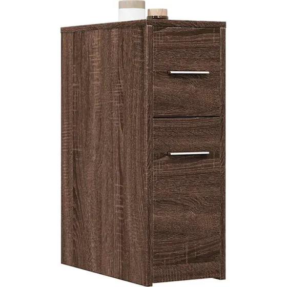 vidaXL smalt badevrelsesskab med hjul, brun eg