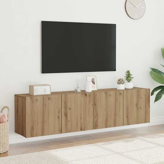 vidaXL væghængte tv-borde 2 stk. 80x30x41 cm egetræsfarve